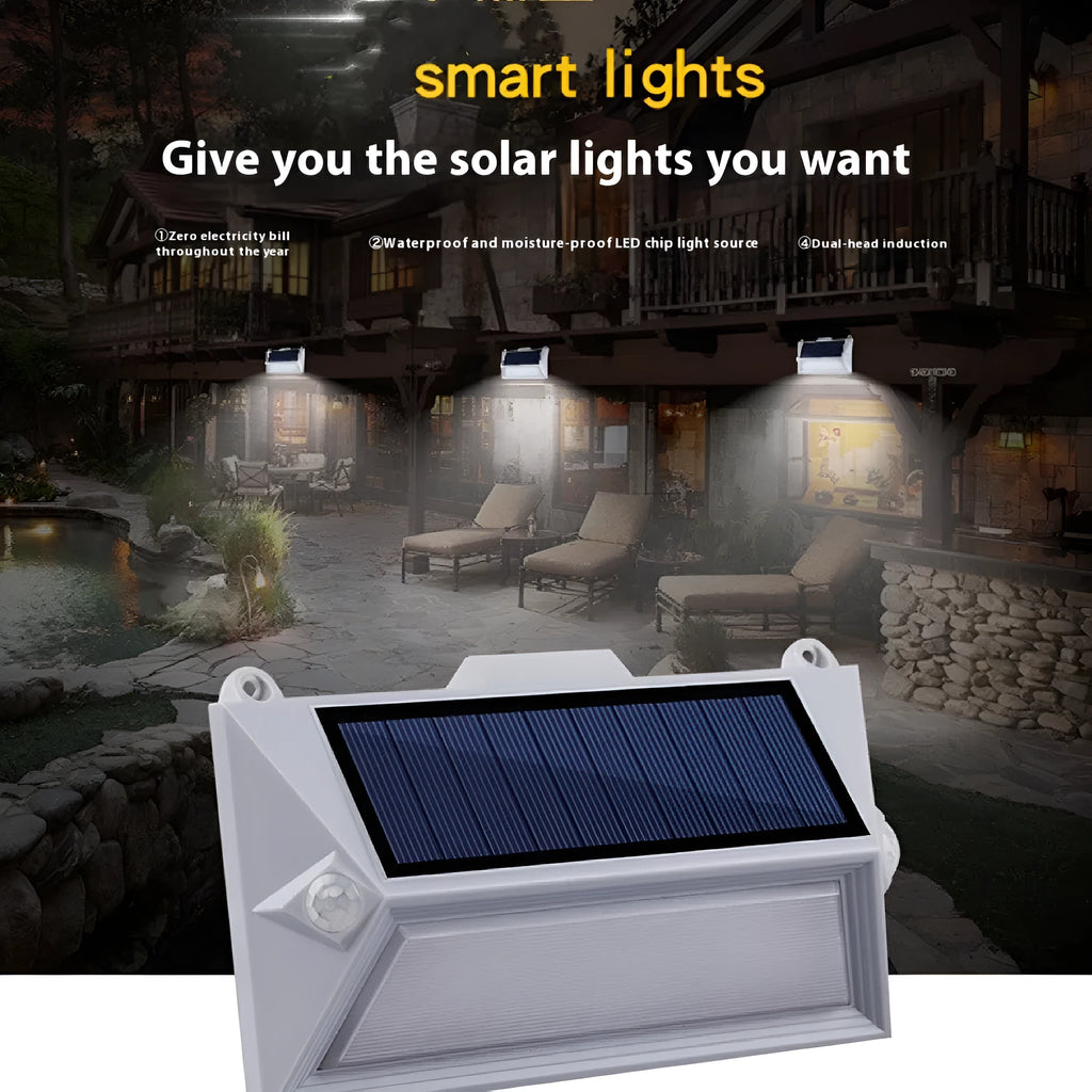 Solar outdoor human body induction guide step light for courtyard and stair illumination