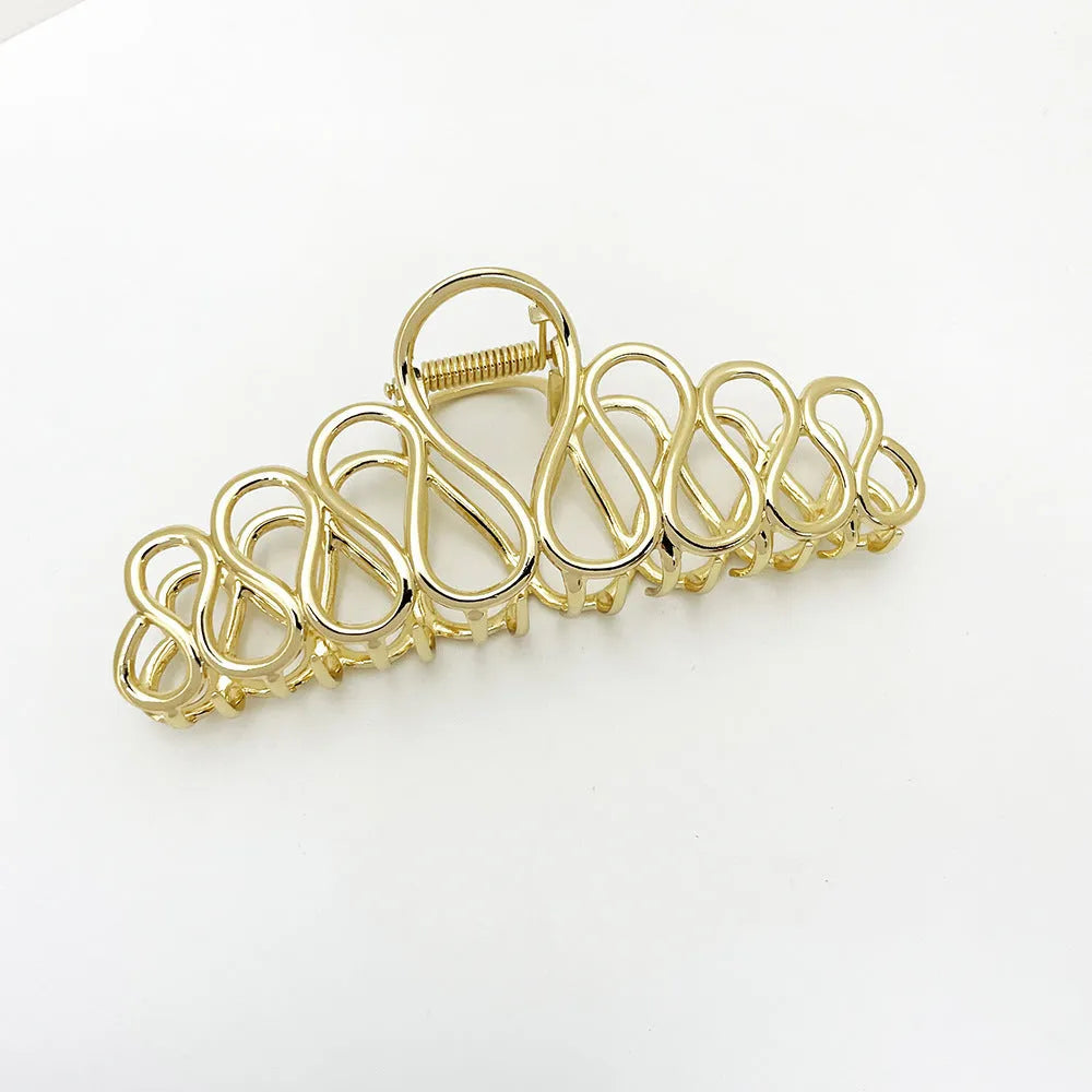 Minimalist large alloy hair clip with tassel decoration in gold or silver finish