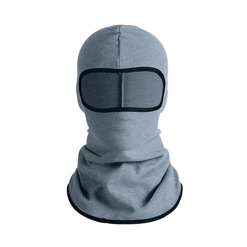 Cotton motorcycle head cover in a pattern design with a pair of matching gloves for winter riding.