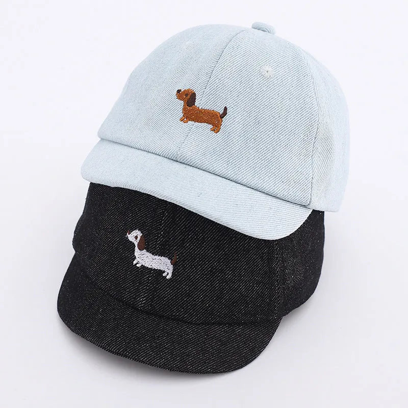 Denim babies baseball cap with dome crown in light blue, dark blue, or black colours for summer sun protection