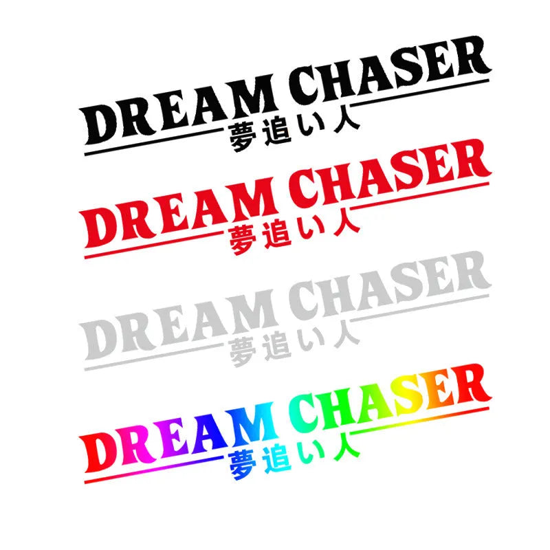 Long black Chinese character Dream Chaser vinyl decal for car rear window