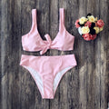 Women's pure colour polyester bikini swimsuit in European American style