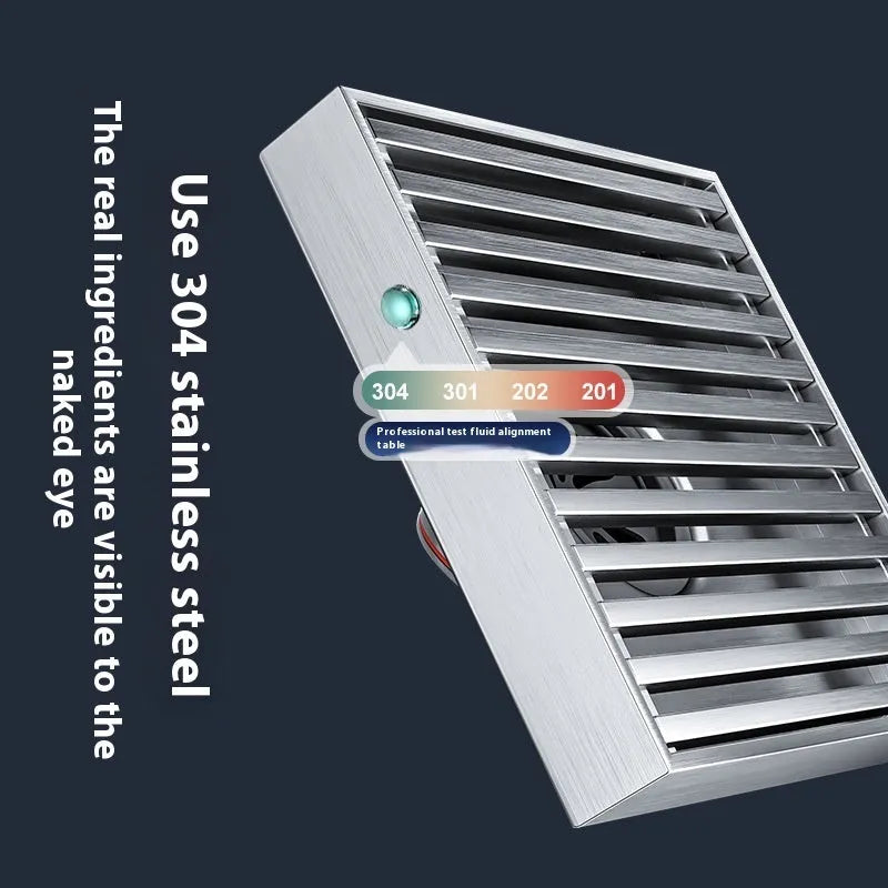 Gun grey 304 stainless steel courtyard floor drain with a 15x15cm grating.