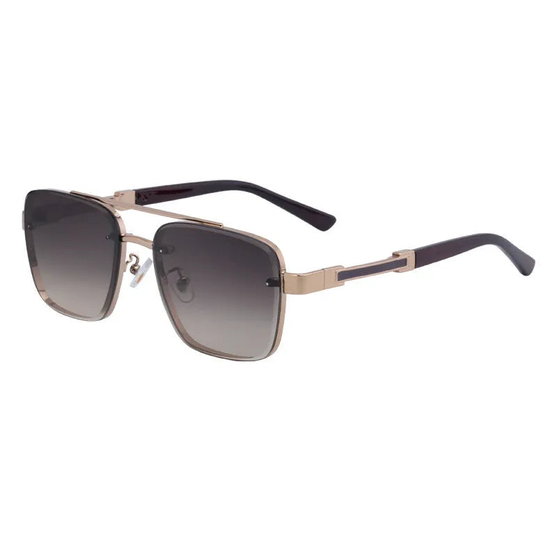 Men's vintage sunglasses with UV400 protection in gold double grey colour with PC frames