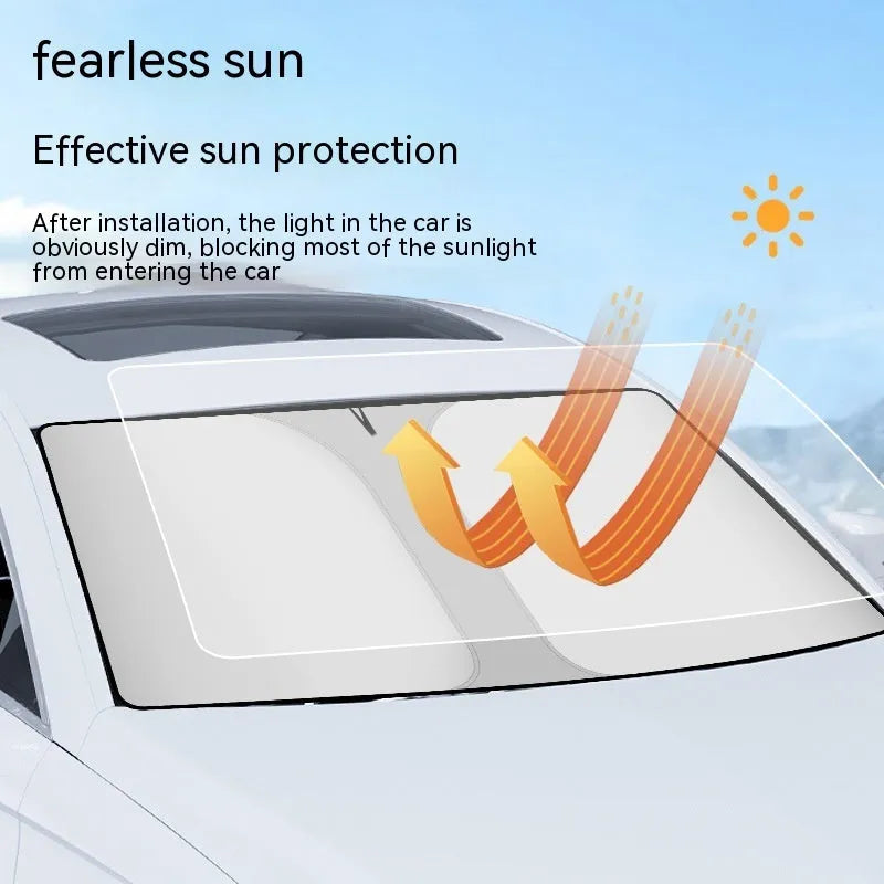 Double ring car sun shade for front windscreen with titanium silver coating