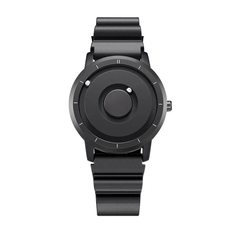 Men's New Celestial magnetic suspension quartz watch with 40mm round dial and black silicone strap