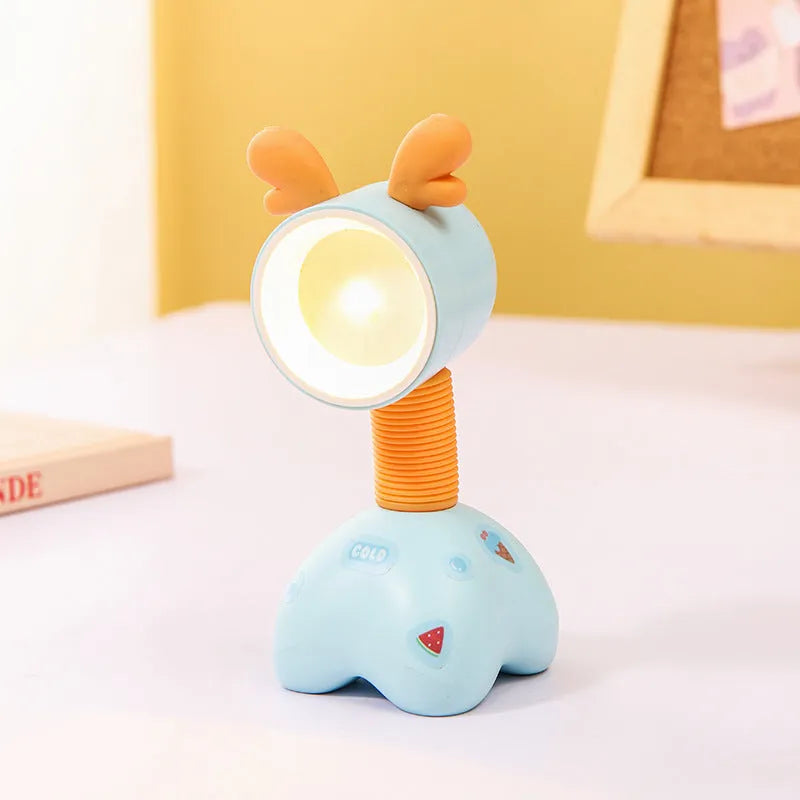 DIY cartoon character small night lamp with adjustable magnetic head in bear design on desk