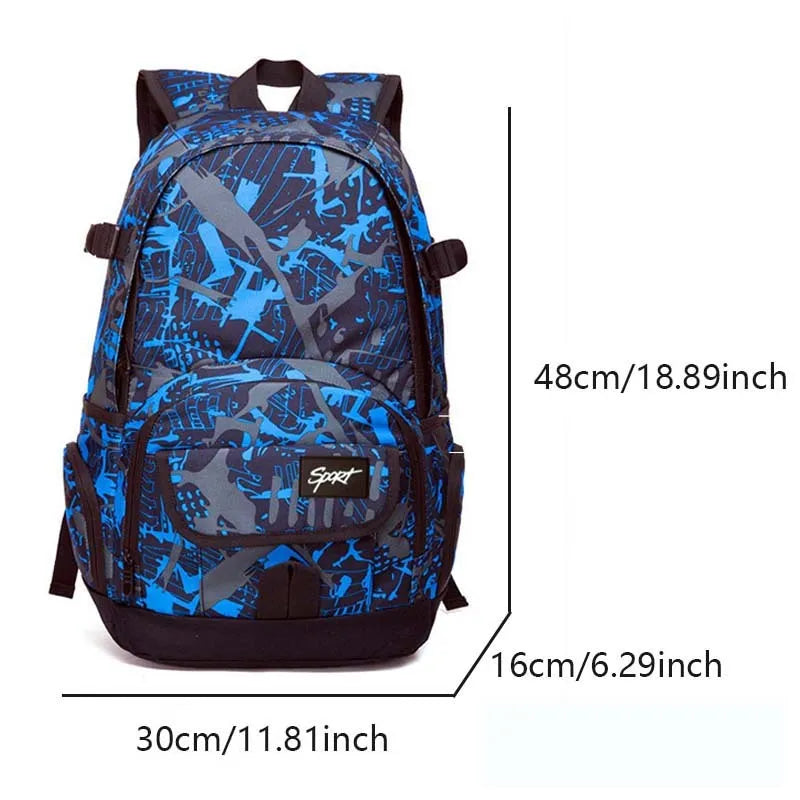Classic blue and red large capacity nylon backpacks for students and travel