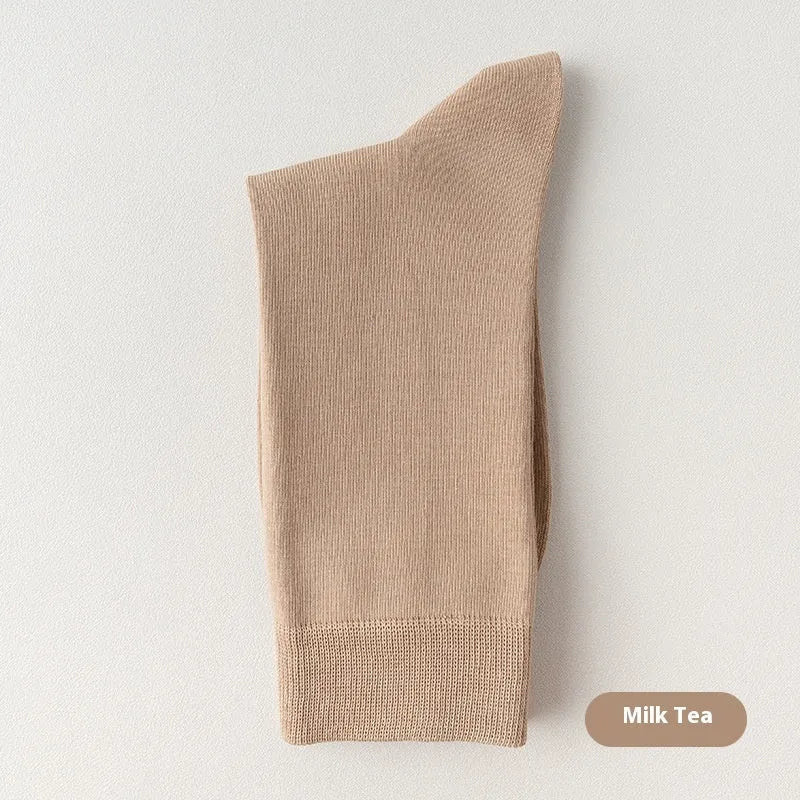 Mid-calf men's business socks in combed cotton available in twelve solid colours