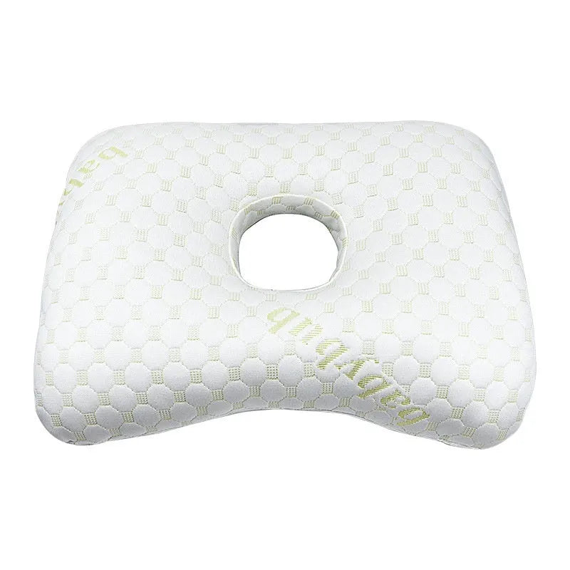 Single hole ear pillow for adults in grey, measuring 39 by 28 centimetres.