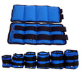 A pair of Oxford cloth legging sandbags for track and field running resistance training, shown with weight options.