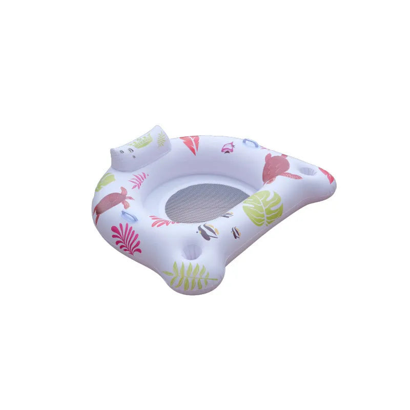 White luminous U-shaped inflatable seat float for water reclining.