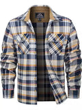 Men's polyester flannel button shirt with plaid pattern in multiple colour options