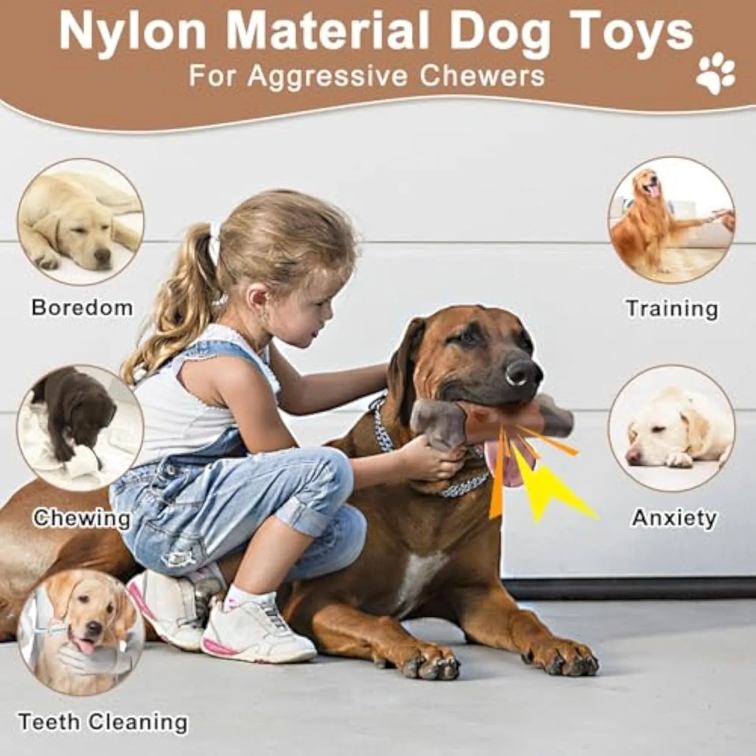 Large brown branch-shaped nylon dog chew toy for aggressive chewers.