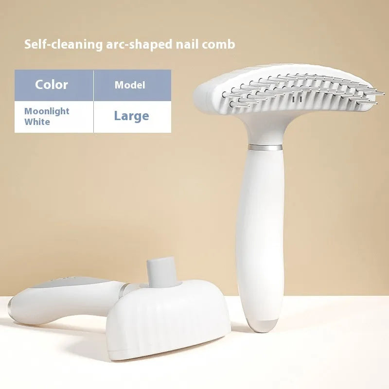 Stainless steel double row dog grooming comb in azure light blue