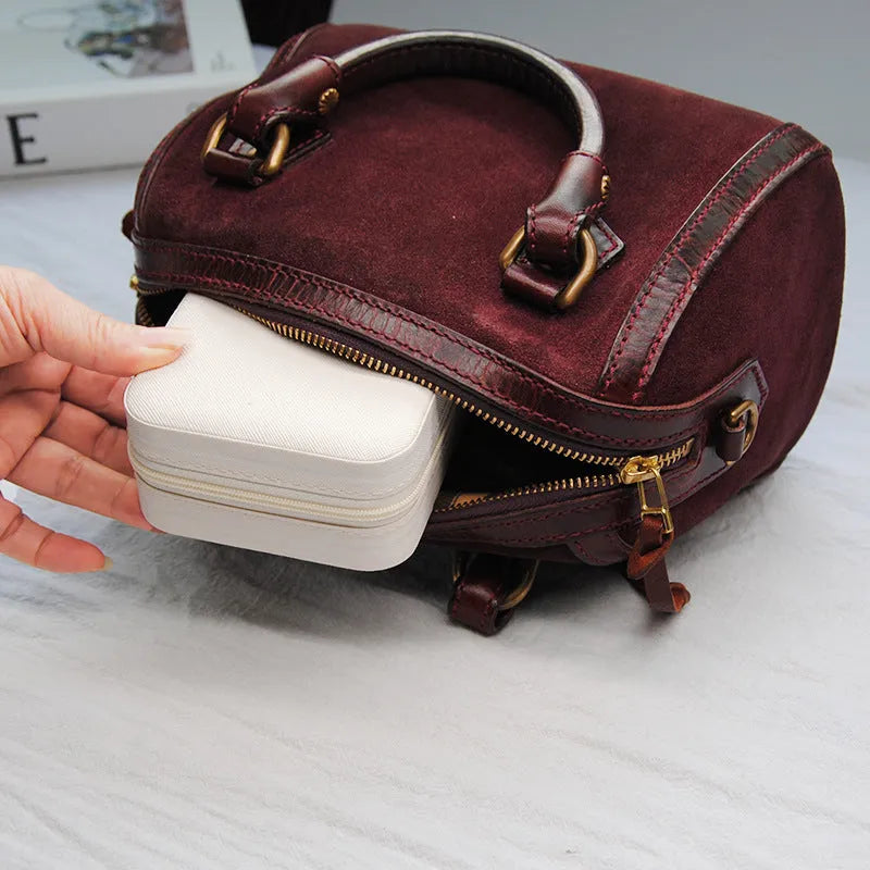 Small leather ins style jewellery box 10x10x5cm cross pattern colours portable storage