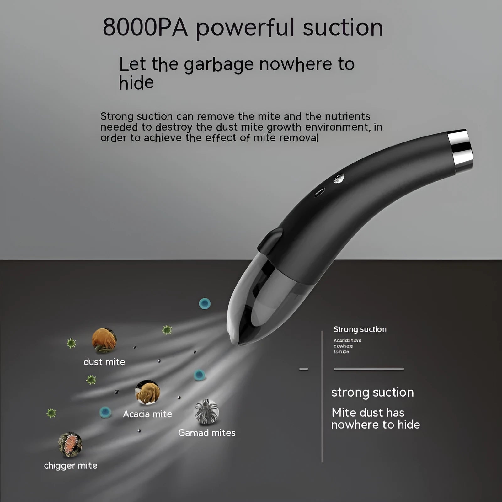 Handheld portable car cleaner vacuum unit with USB charging cable in black, white, or green colour options