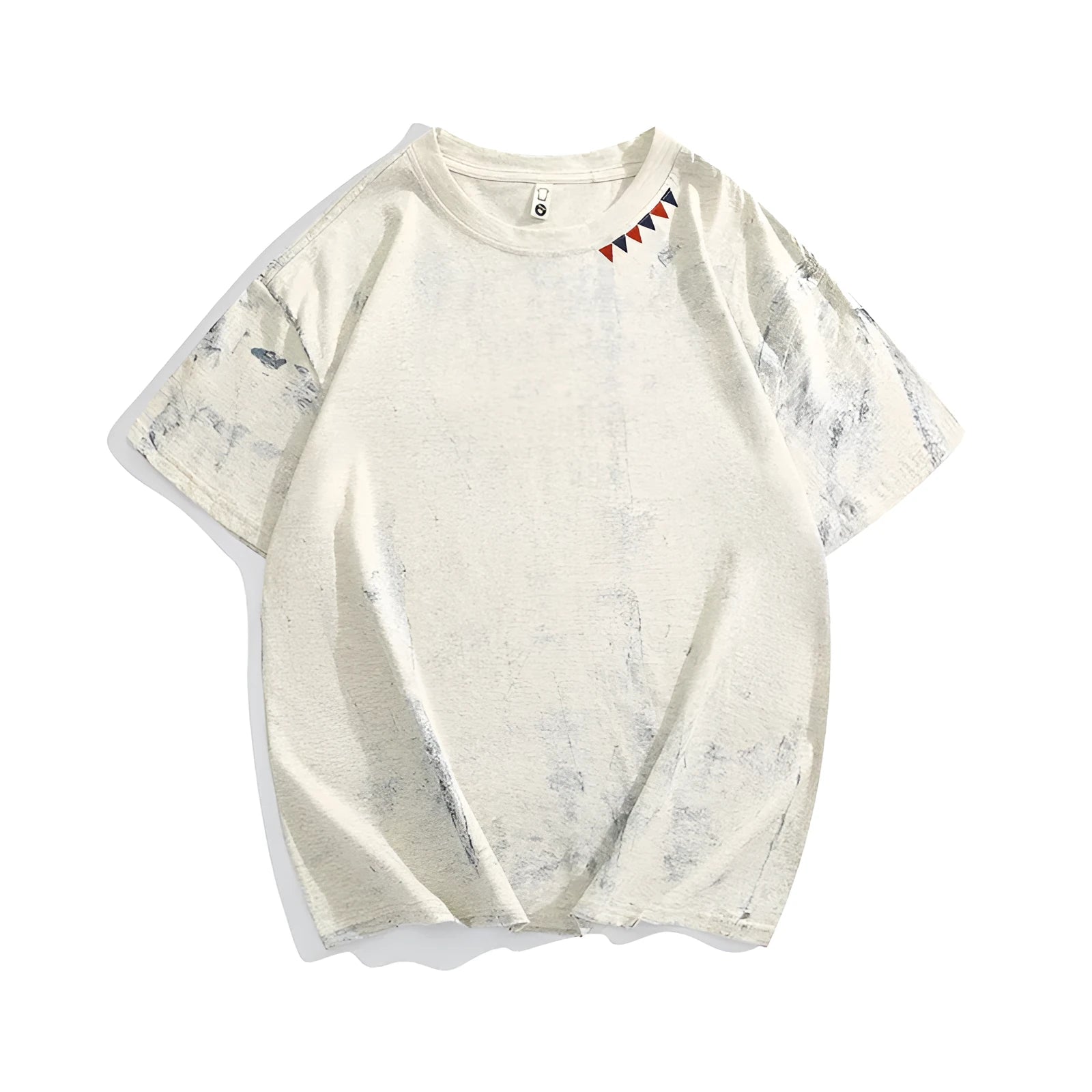 Grey loose fit t-shirt with an all-over tie dye print and short sleeves.