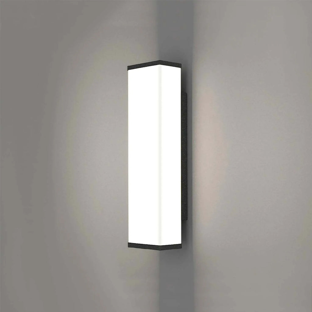Long 60cm IP65 waterproof outdoor wall light in stainless steel and PC with warm white LED.