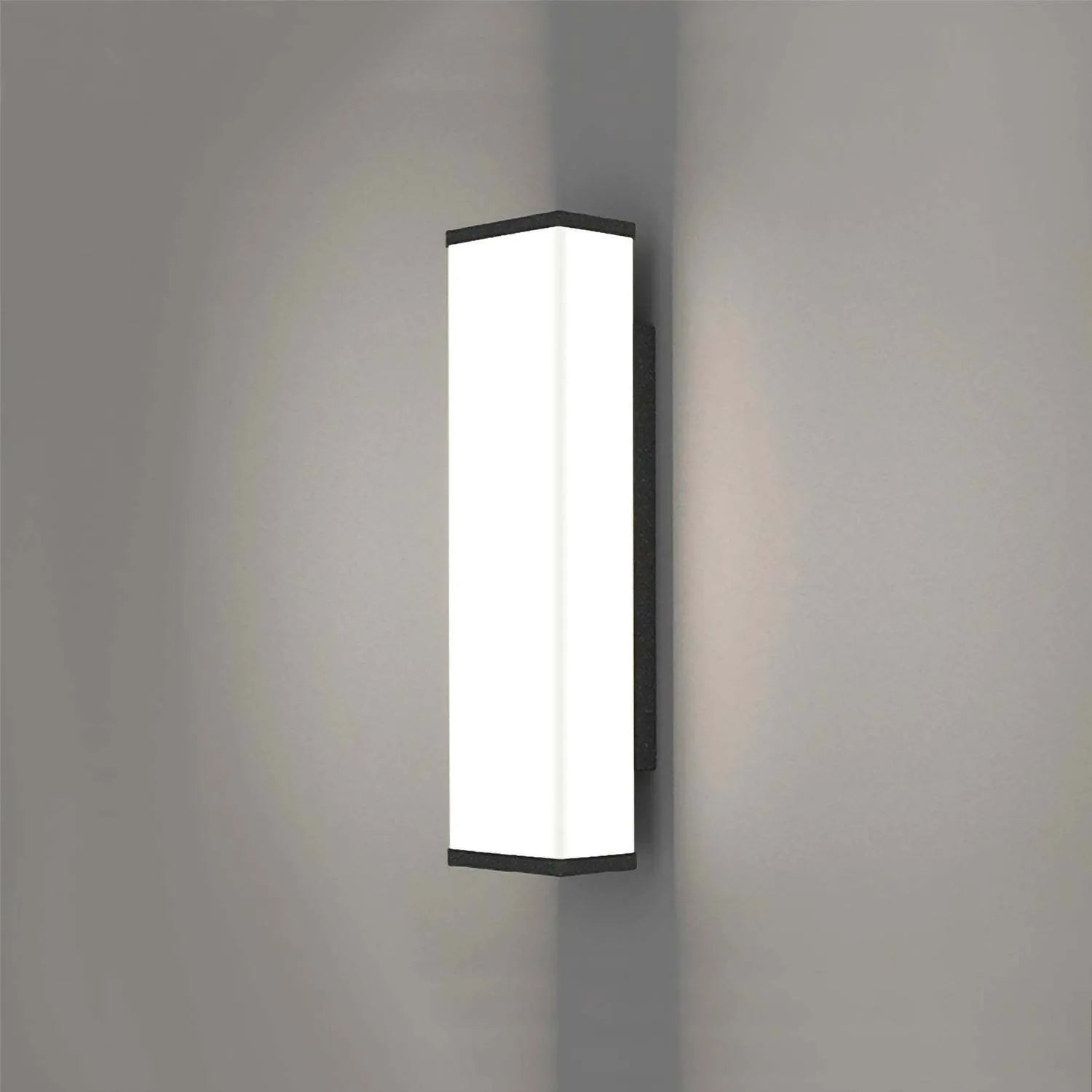 Long 60cm IP65 waterproof outdoor wall light in stainless steel and PC with warm white LED.