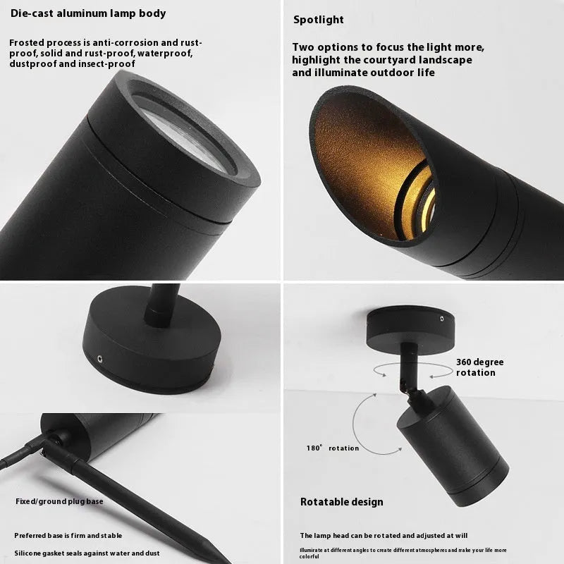 Aluminium outdoor ground lamp for garden lawn lighting with IP65 waterproof rating