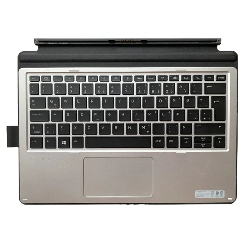 Elite X2 Tablet Keyboard with integrated trackpad and multimedia keys, shown alongside a compatible tablet.