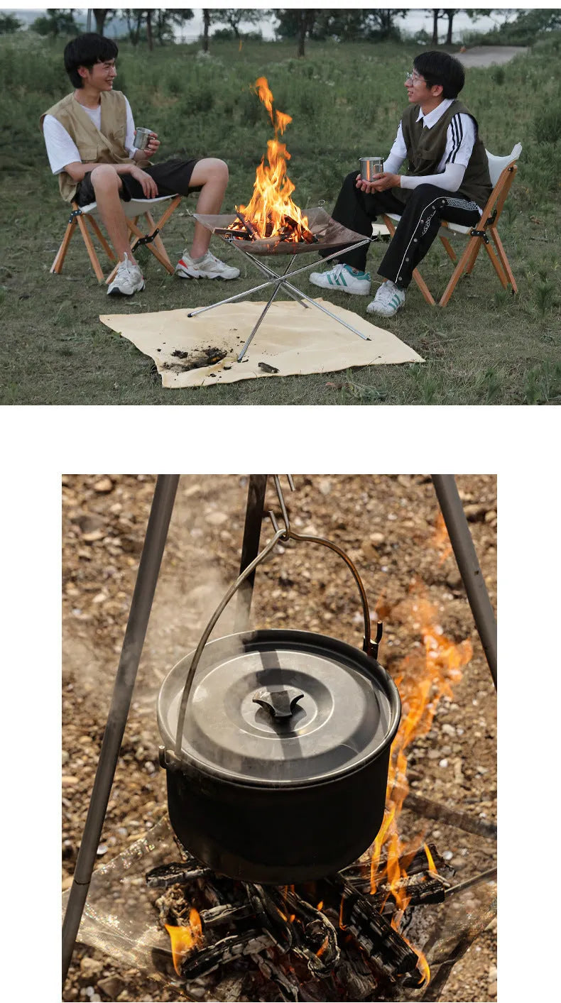 Silver stainless steel barbecue grill set with cooking net, shown in medium and large size options.
