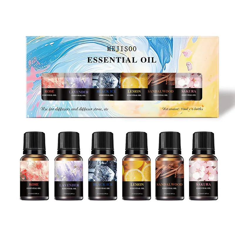 Water soluble aromatherapy essential oil set six or twelve bottles liquid fragrances for diffuser