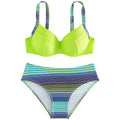 Green printed halter bikini for women with briefs style bottom