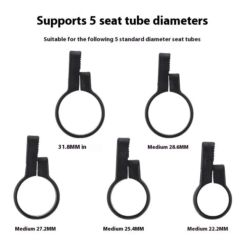 Red plastic bicycle seat post bracket for mounting a rear anti-theft taillight.