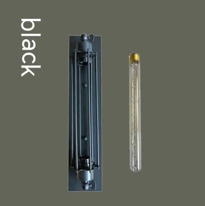 Industrial retro flute wall lamp in iron, shown in black finish on a brick wall.