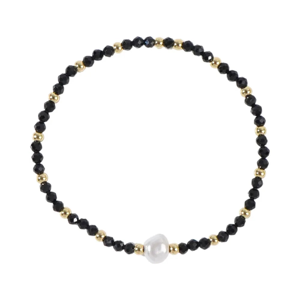Natural stone geometric bracelet with elliptical elements showing colour variations BB24071801A to O