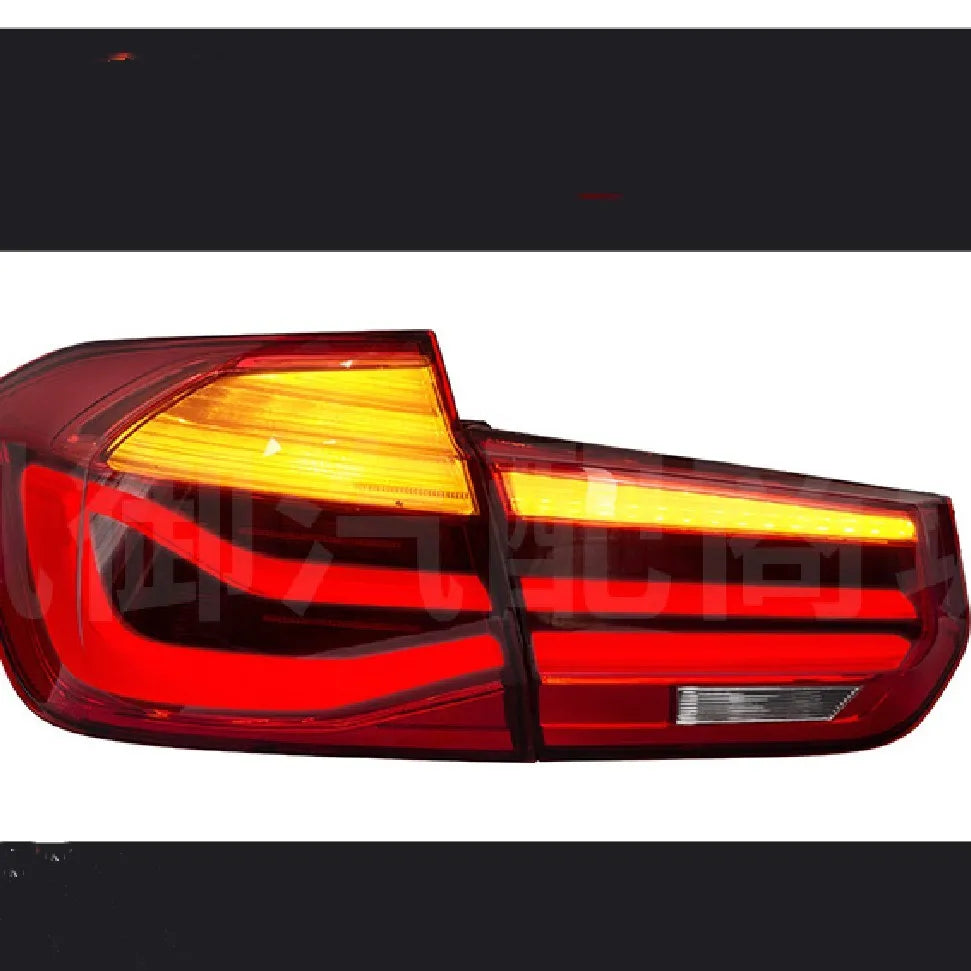 BMW 3 Series tail light assembly with streamer steering LED running lights in black smoke finish