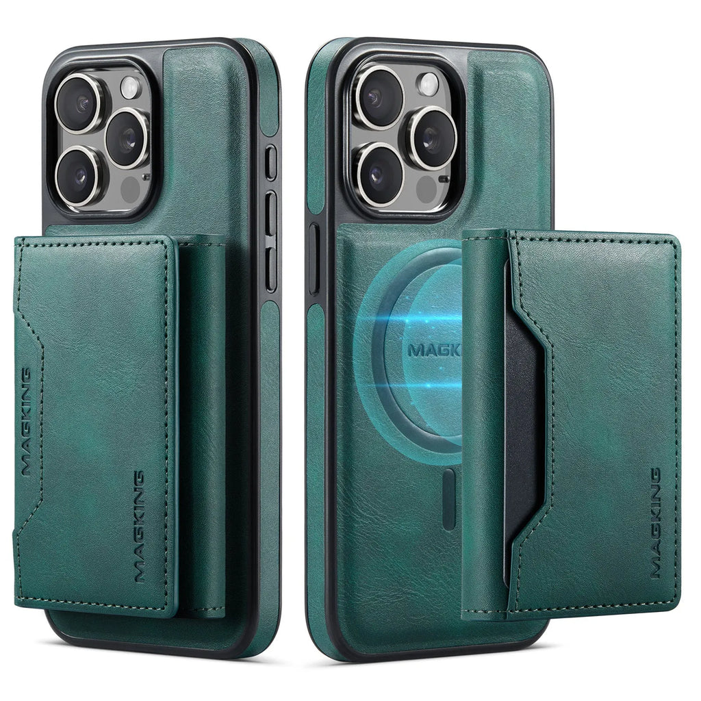 Multi-card TPU phone case with card slot and kickstand for Apple iPhone 12-16 series in black