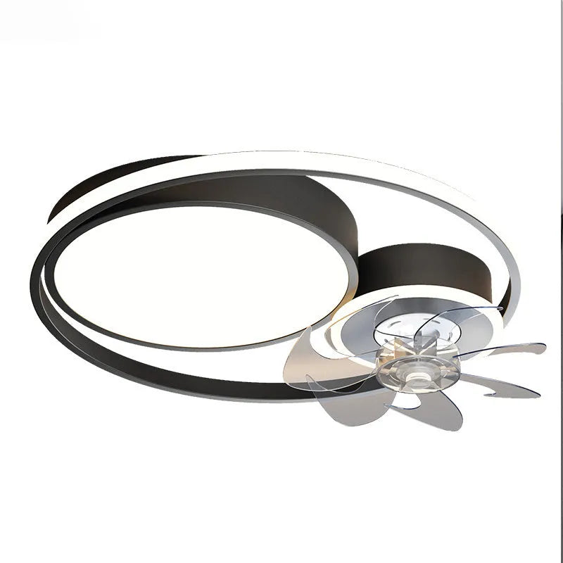Nordic style ceiling fan light with metal blades and acrylic lampshade in 48cm size