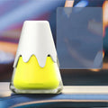 Glass car aromatherapy diffuser in purple, lime, laurel, and blue colour options on a white background.