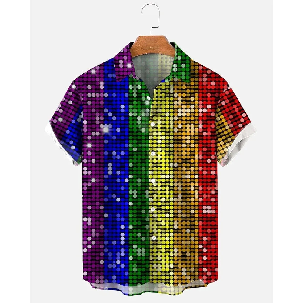 Men's stripe pattern Hawaiian shirt with short sleeves and button front in various colours