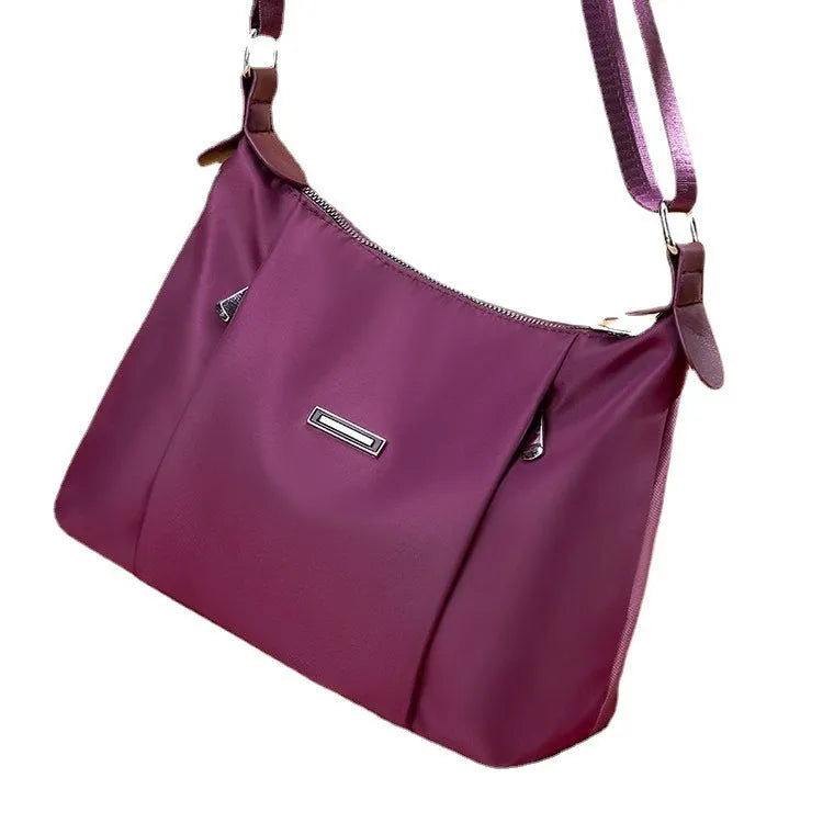 Oxford cloth women's crossbody shoulder bag, horizontal square shape, single strap, available in red, purple, blue, black