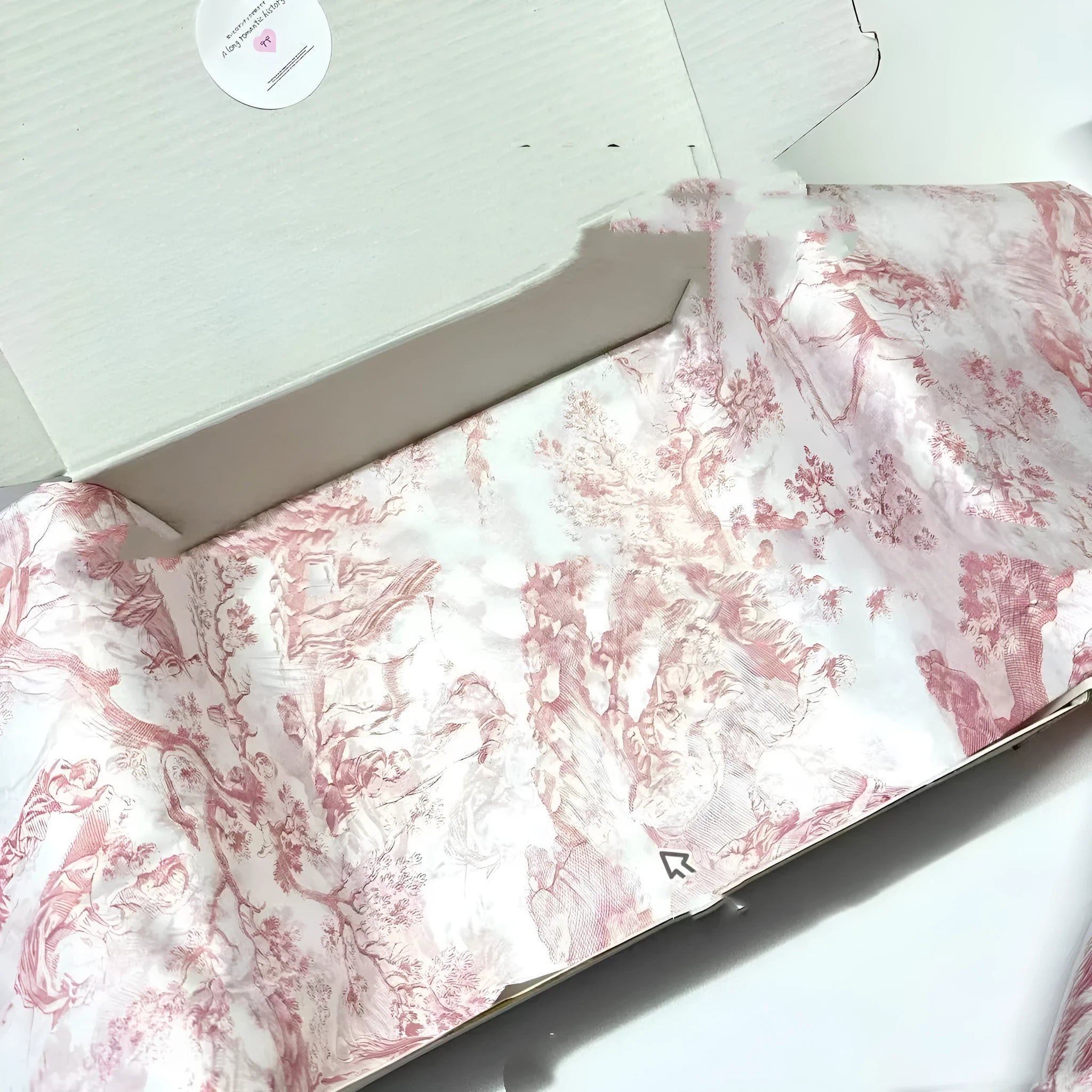 French MG tissue paper sheets in pink purple and green purple colours, 50cm by 70cm.