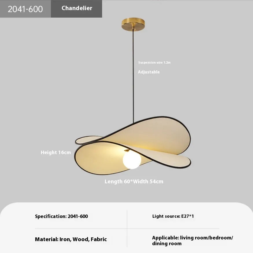 French style artistic chandelier pendant light with fabric potato chips shade for bedroom ceiling