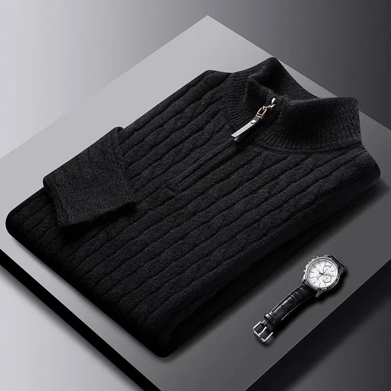 Eight loose men's casual cardigan sweater coat in M8511 apricot, thick polyester knit, slim fit, long sleeves, front view