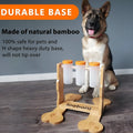 Wooden interactive dog puzzle toy and slow feeder with treat slots, 31cm long.