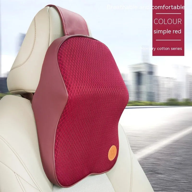 Memory foam car headrest pillow and lumbar support pillow set in seven colour options