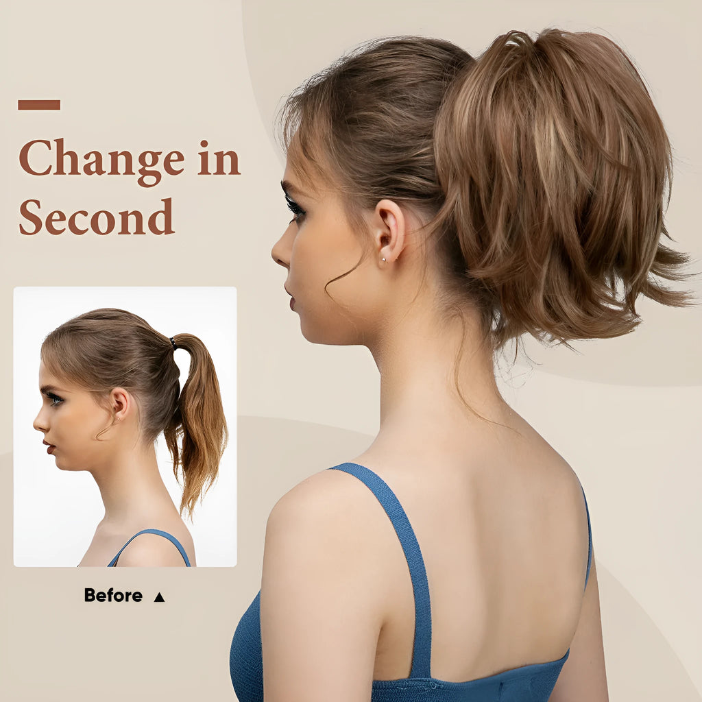 Short curly grip ponytail wig women high-temperature fibre 20 colours hot dyeable