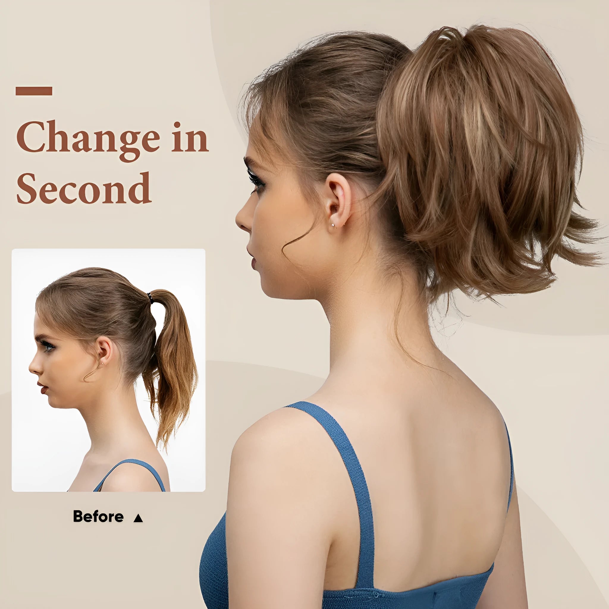 Short curly grip ponytail wig women high-temperature fibre 20 colours hot dyeable