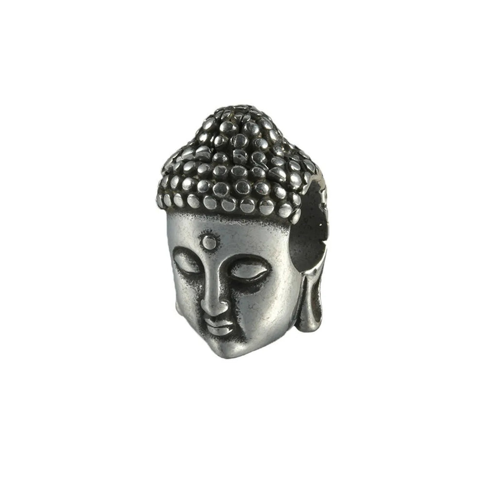 Personalised stainless steel hollow skull Buddha geometric earring in gold electroplate.