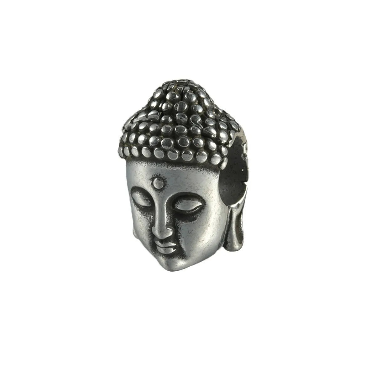 Personalised stainless steel hollow skull Buddha geometric earring in gold electroplate.