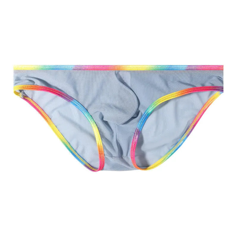 Mesh transparent women's briefs in multiple colours showing knitted nylon fabric.