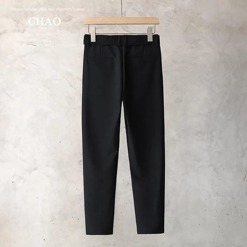 Boys slim straight wool trousers with tapered fit and belt loops in business casual styling