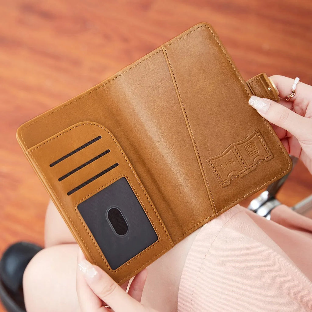 PU passport holder wallet in multiple colours with zip closure and visible sewing detail.